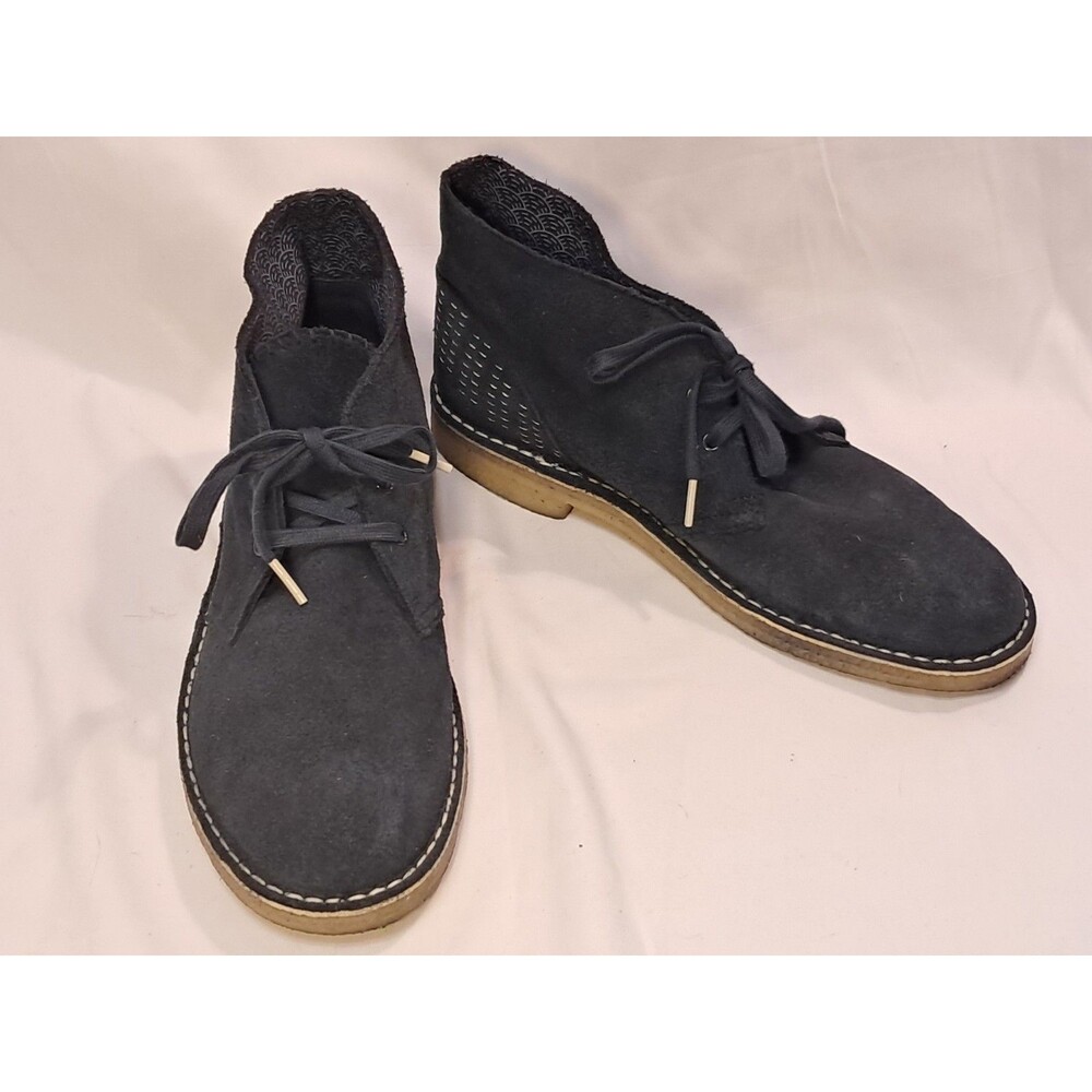 Clarks Original Size 10.5M Mens Desert Boot Suede Lace Up Navy Sashiko Marine